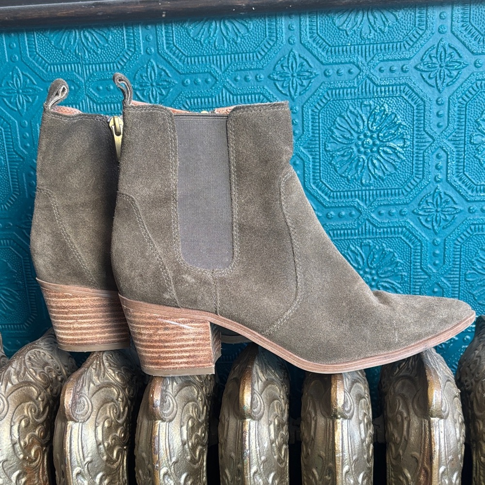 Franco Sarto Suede Olive Green Booties